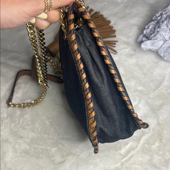 Michael Kors Denim and Tan leather Chain Shoulder/Crossbody Bag - Picture 14 of 16